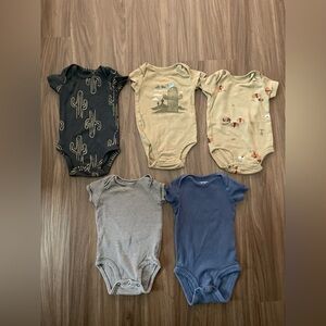 Carter's Blue and Neutrals Baby Boy Bodysuits Soft and Classic Bundle size 3M